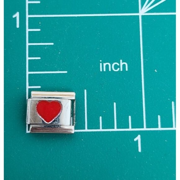 Stainless Steel Friends Silver Italian Charm Link for Bracelets Red Heart Jewelr - Picture 3 of 3
